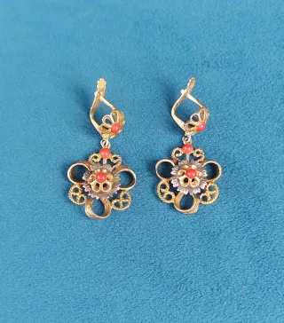 Pendientes plata Coral Dorado