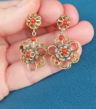Pendientes plata Coral Dorado