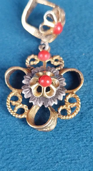 Pendientes plata Coral Dorado