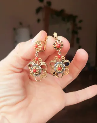 Pendientes plata Coral Dorado