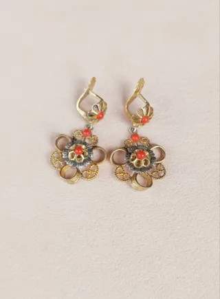Pendientes plata Coral Dorado