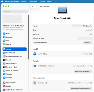 MacBook Air M1 (13", 2020) Gris - Como nuevo