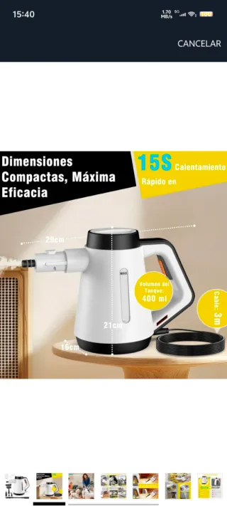 Limpiador Vapor Portátil Calefacción Instantánea