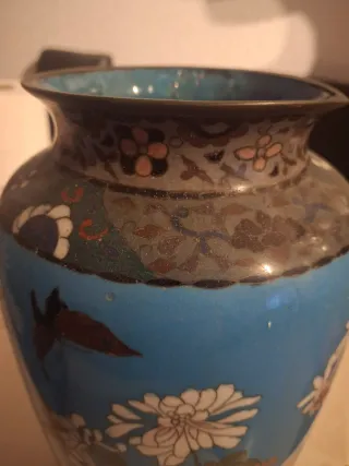 Pareja jarrones Cloisonné Japoneses Siglo XIX