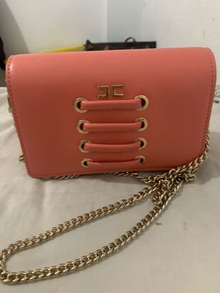 Bolso bandolera Elisabetta Franchi rosa y dorado