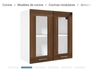 Armario colgante cocina madera y cristal