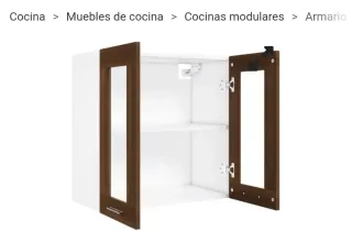 Armario colgante cocina madera y cristal