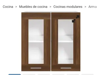 Armario colgante cocina madera y cristal
