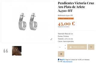 Pendientes Victoria Cruz Plata A ESTRENAR