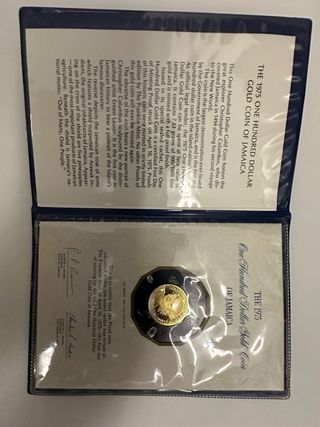 Moneda Oro Jamaica 100 Dólares 1975