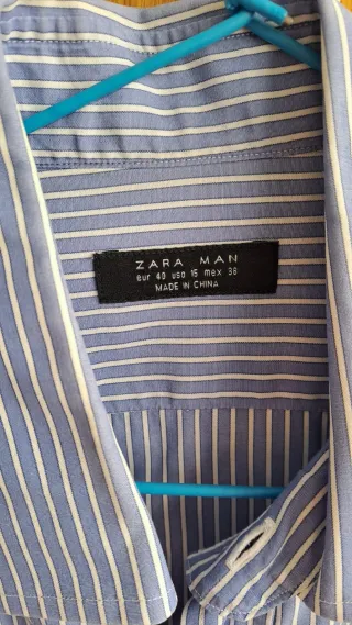 Camisa Zara Man rayas azul Talla 40