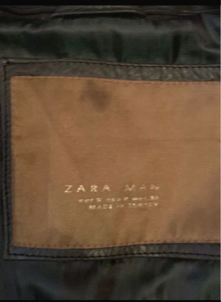 Cazadora Zara Cuero Negra Talla M de hombre
