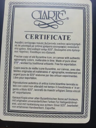 Icono Bizantino Plata Certificado