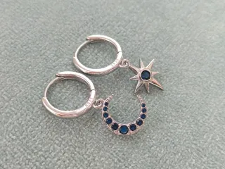 Pendientes aro luna y estrella plata de ley