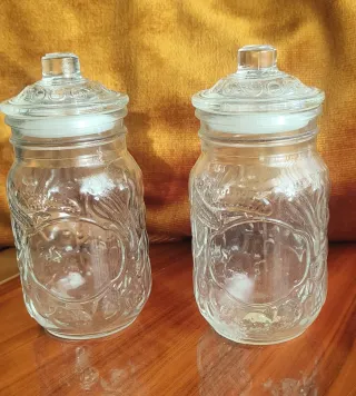 Barattoli in vetro vintage anni '80 con coperchio ermetico