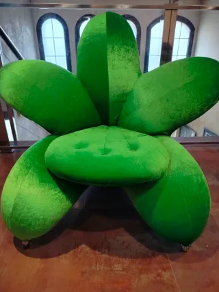 Sillón butaca Diseño japonés verde terciopelo