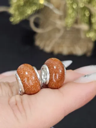 Set 2 Charms Goldstone y Plata 925