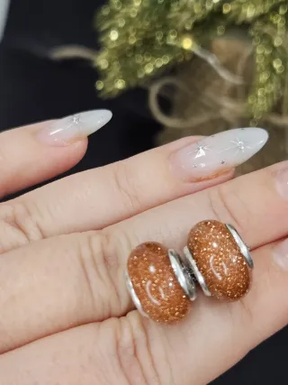 Set 2 Charms Goldstone y Plata 925