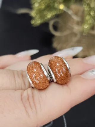 Set 2 Charms Goldstone y Plata 925