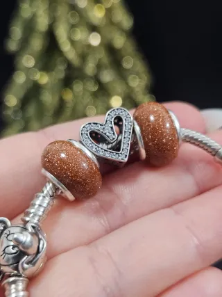 Set 2 Charms Goldstone y Plata 925