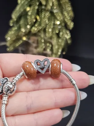 Set 2 Charms Goldstone y Plata 925