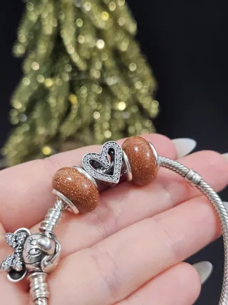 Set 2 Charms Goldstone y Plata 925