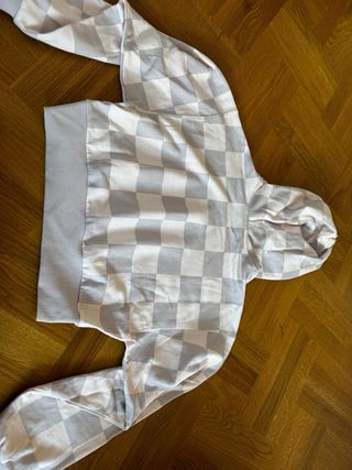 Sudadera Vans cuadros rosa y gris