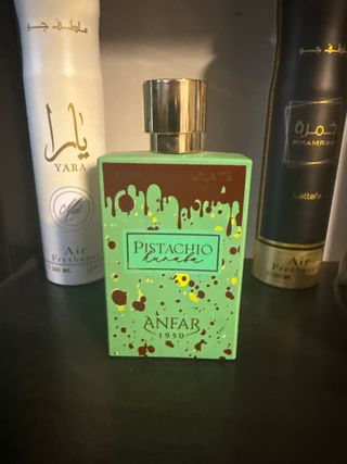 Perfume ANFAR Pistachio Kunafa Dorado y Verde