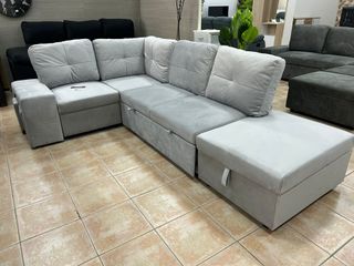 Sofá cama rinconera modular gris