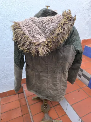 Chaqueta parka mujer verde y marrón