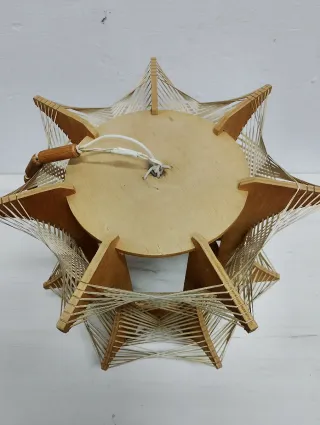 Lámpara Nordica colgante vintage madera y tela