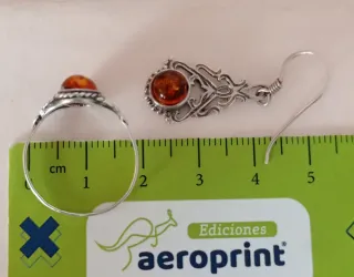 Conjunto vintage en plata y ámbar.