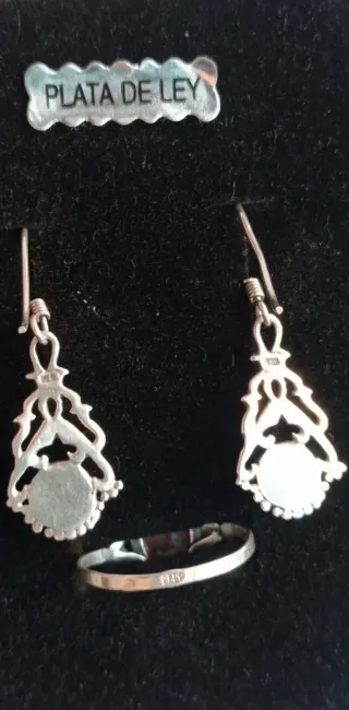 Conjunto vintage en plata y ámbar.