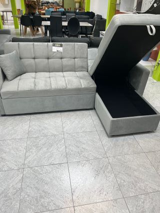 Sofá Cama Gris con Chaiselongue