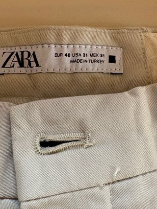 Pantalón Chino Zara Talla 40 Beige
