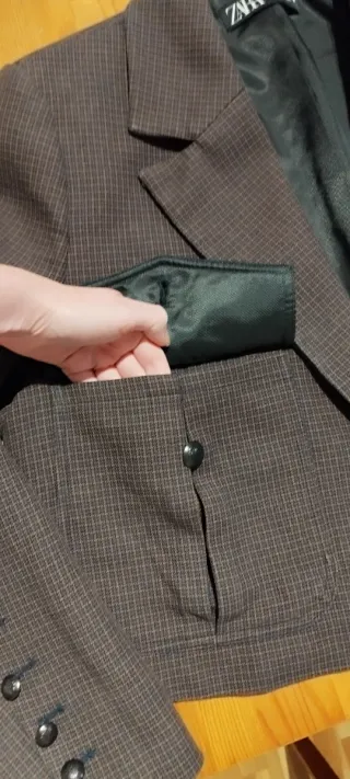 Americana Zara Marrón/Negra Talla XL