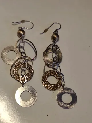 Pendientes largos plata y oro