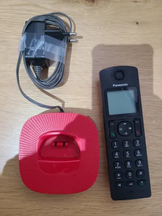 Teléfono fijo Panasonic con base y cargador