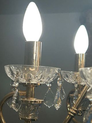 Lámpara araña cristal y metal dorado