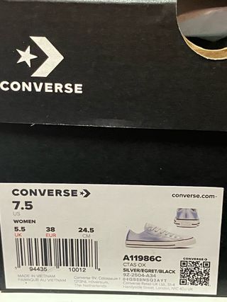 Converse leather CTAS Hi OX Talla 38 plateadas