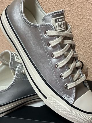 Converse leather CTAS Hi OX Talla 38 plateadas