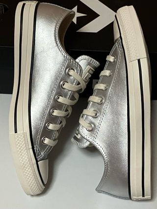 Converse leather CTAS Hi OX Talla 38 plateadas