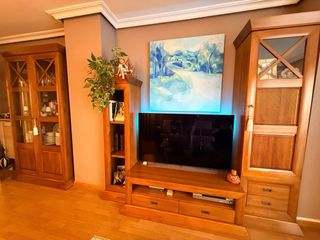 Mueble bar TV y librería madera