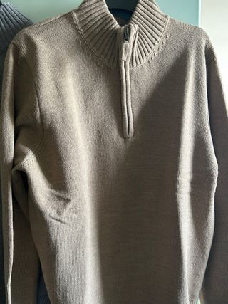 Maglioni uomo collo alto zip grigio e marrone