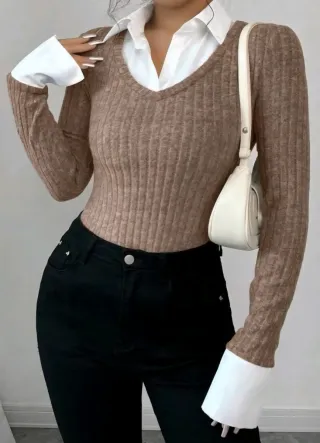 Camiseta manga larga cuello polo