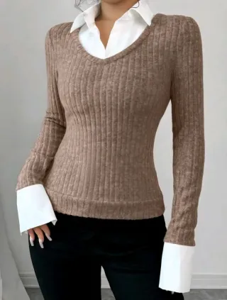 Camiseta manga larga cuello polo