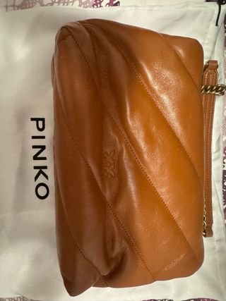 Bolso Pinko Marrón Piel Acolchado