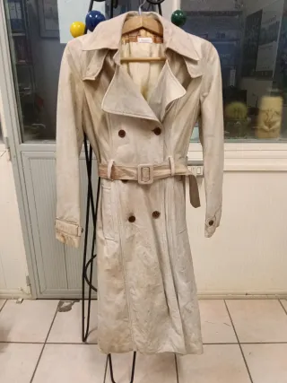 Vintage cappotto in pelle beige