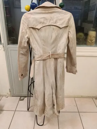 Vintage cappotto in pelle beige