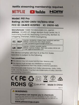 Proyector Portátil WIMIUS Negro y Marrón FULLHD+